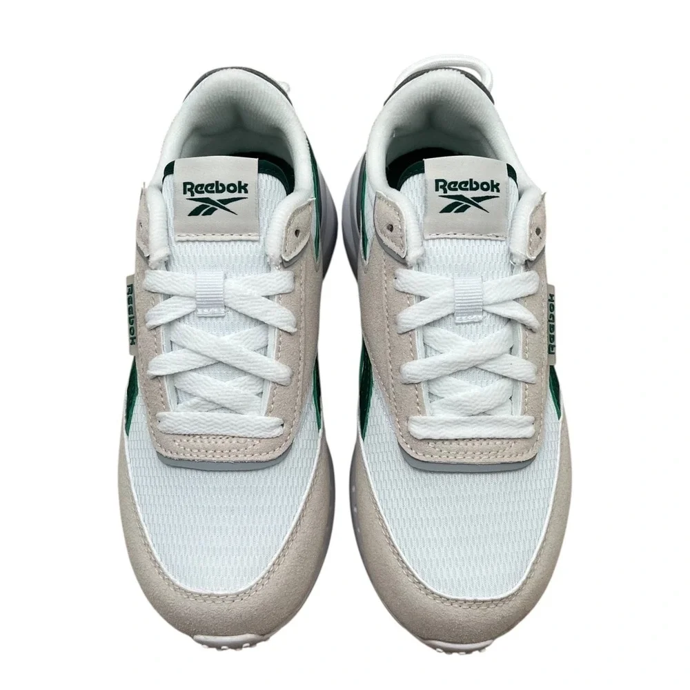 Reebok Youth Big Boys‎ Girls Sneakers Size 2 White Green Beige Classic Lace-Up